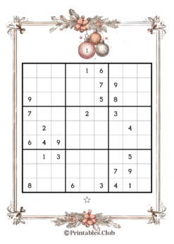 Alternative view of Vintage Christmas Sudoku Mixed Levels Free